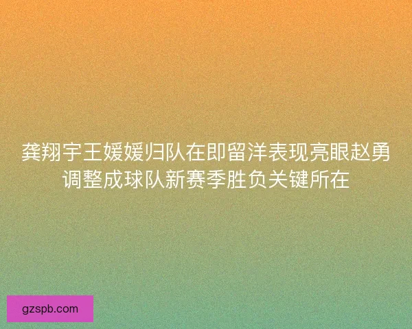 龚翔宇王媛媛归队在即留洋表现亮眼赵勇调整成球队新赛季胜负关键所在